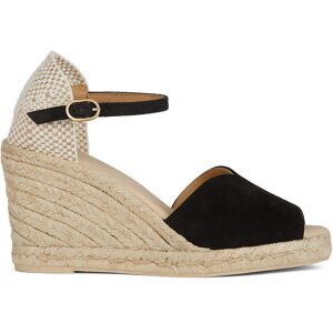 Geox - Espadrilles compensées en Velours de Cuir Gelsa noires - Talon 9.5 cm 41 - Publicité Geox - Espadrilles compensées en Velours de Cuir Gelsa noires - Talon 9.5 cm 41 - Publicité