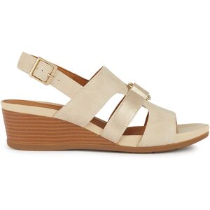 Geox - Sandales compensées Marykarmen sable/doré clair - Talon 5.5 cm 36 - Publicité Geox - Sandales compensées Marykarmen sable/doré clair - Talon 5.5 cm 36 - Publicité