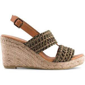 Bensimon - Espadrilles compensée en cuir tressé kaki 40 - Publicité Bensimon - Espadrilles compensée en cuir tressé kaki 40 - Publicité
