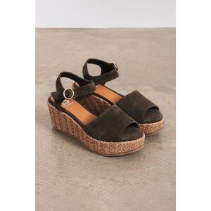 Bensimon - Sandales compensées en velours de cuir Elina kaki 41 - Publicité Bensimon - Sandales compensées en velours de cuir Elina kaki 41 - Publicité