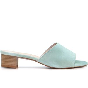 Humat - Mules à talon CA-462 en cuir daim aqua 37 - Publicité Humat - Mules à talon CA-462 en cuir daim aqua 37 - Publicité