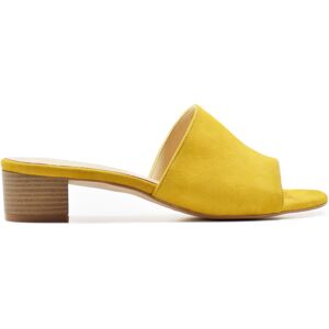 Humat - Mules à talon CA-462 en cuir daim jaune 35 - Publicité Humat - Mules à talon CA-462 en cuir daim jaune 35 - Publicité