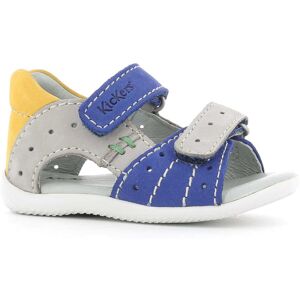 Kickers - Sandales en Velours de Cuir Boping bleu/gris/jaune 20 - Publicité Kickers - Sandales en Velours de Cuir Boping bleu/gris/jaune 20 - Publicité