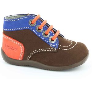 Kickers - Bottillons en Velours de Cuir Bonbon marron/bleu/orange 18 - Publicité Kickers - Bottillons en Velours de Cuir Bonbon marron/bleu/orange 18 - Publicité