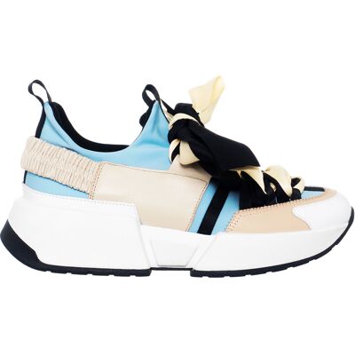 Loretta Pettinari - Baskets en Cuir Berlin beige/bleu/noir- Talon 5 cm 38 - Publicité Loretta Pettinari - Baskets en Cuir Berlin beige/bleu/noir- Talon 5 cm 38 - Publicité