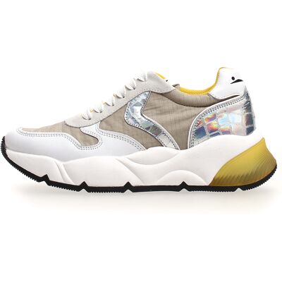 Voile Blanche - Baskets en Cuir & Velours de Cuir Sheel argenté/gris - Talon 4 cm 41 - Publicité Voile Blanche - Baskets en Cuir & Velours de Cuir Sheel argenté/gris - Talon 4 cm 41 - Publicité