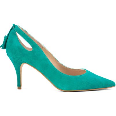 Elodie - Escarpins en Velours de Cuir Clarissa turquoise - Talon 7 cm 41 - Publicité Elodie - Escarpins en Velours de Cuir Clarissa turquoise - Talon 7 cm 41 - Publicité