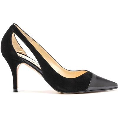 Elodie - Escarpins en Velours de Cui & Cuir Claire noirs - Talon 7 cm 37 - Publicité Elodie - Escarpins en Velours de Cui & Cuir Claire noirs - Talon 7 cm 37 - Publicité