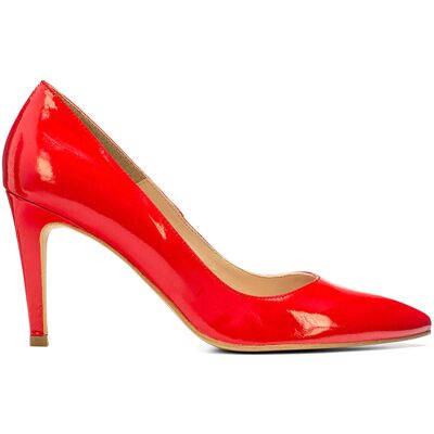 Elodie - Escarpins en cuir Paula rouges - Talon 7cm 38 - Publicité Elodie - Escarpins en cuir Paula rouges - Talon 7cm 38 - Publicité