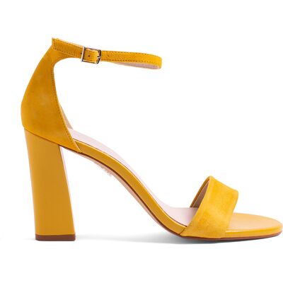 Elodie - Sandales en Velours de Cuir Wila jaunes - Talon 10 cm 37 - Publicité Elodie - Sandales en Velours de Cuir Wila jaunes - Talon 10 cm 37 - Publicité