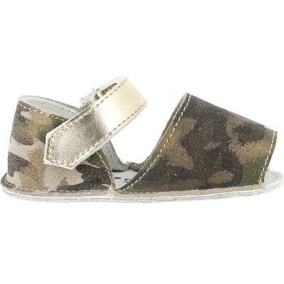 Minorquines - Sandales en Cuir Camouflage kaki/doré T.15 - Publicité Minorquines - Sandales en Cuir Camouflage kaki/doré T.15 - Publicité