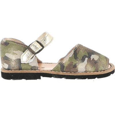 Minorquines - Sandales en Cuir Camouflage kaki/doré 25 - Publicité Minorquines - Sandales en Cuir Camouflage kaki/doré 25 - Publicité