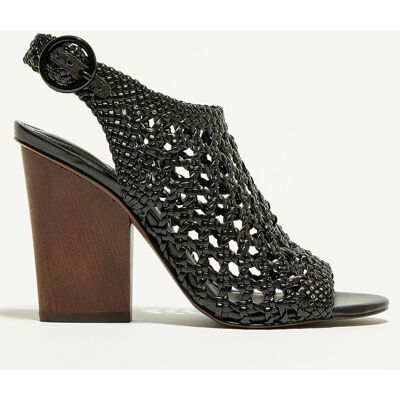 What For - Sandales Mapia en Cuir & Textile mélangé noires - Talon 11 cm 36 - Publicité What For - Sandales Mapia en Cuir & Textile mélangé noires - Talon 11 cm 36 - Publicité