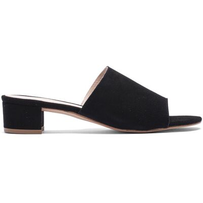Elodie - Mules en Velours de Cuir Clo noires 35 - Publicité Elodie - Mules en Velours de Cuir Clo noires 35 - Publicité