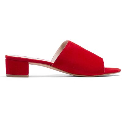 Elodie - Mules en Velours de Cuir Clo rouges 35 - Publicité Elodie - Mules en Velours de Cuir Clo rouges 35 - Publicité