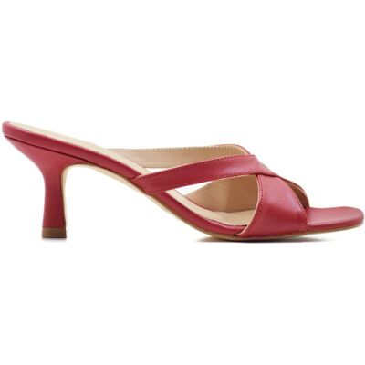Elodie - Sandales en cuir Barbara rouges - Talon 6cm 35 - Publicité Elodie - Sandales en cuir Barbara rouges - Talon 6cm 35 - Publicité