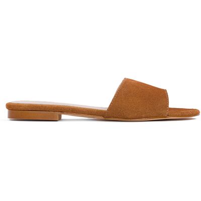 Elodie - Mules en Velours de Cuir Aita camel 35 - Publicité Elodie - Mules en Velours de Cuir Aita camel 35 - Publicité