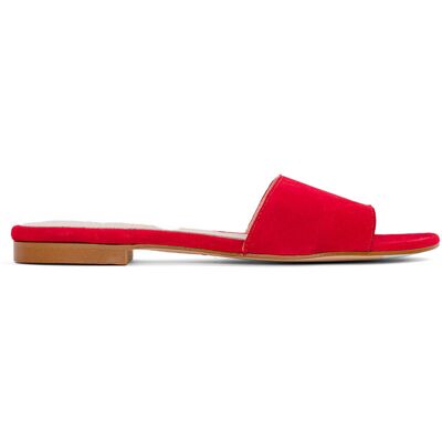 Elodie - Mules en Velours de Cuir Aita rouges 40 - Publicité Elodie - Mules en Velours de Cuir Aita rouges 40 - Publicité