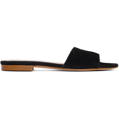 Elodie - Mules en Velours de Cuir Aita noires 35 - Publicité Elodie - Mules en Velours de Cuir Aita noires 35 - Publicité
