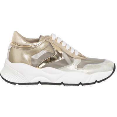 Voile Blanche - Sneakers en Cuir & Velours de Cuir Sheel argenté/doré - Talon 4 cm 37 - Publicité Voile Blanche - Sneakers en Cuir & Velours de Cuir Sheel argenté/doré - Talon 4 cm 37 - Publicité