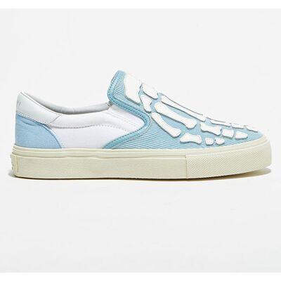 Amiri - Slip On en Cuir & Textile Corduro bleu/blanc 35 - Publicité Amiri - Slip On en Cuir & Textile Corduro bleu/blanc 35 - Publicité