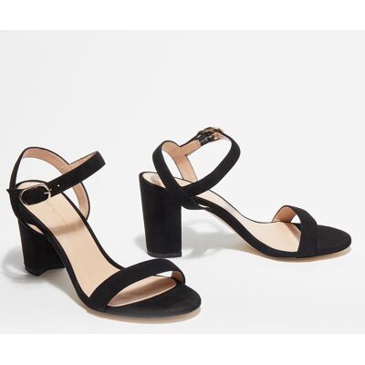Stuart Weitzman - Sandales en Velours de Cuir Taliana noires - Talon 8 cm 36 - Publicité Stuart Weitzman - Sandales en Velours de Cuir Taliana noires - Talon 8 cm 36 - Publicité