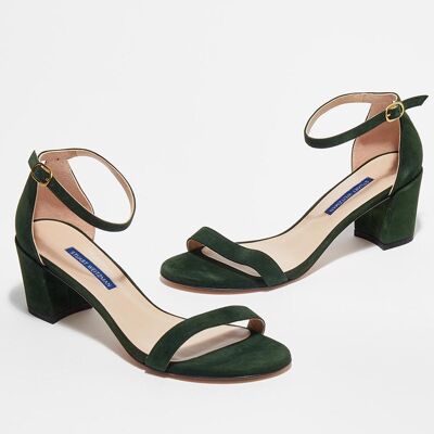 Stuart Weitzman - Sandales en Velours de Cuir Simple vert sapin - Talon 6,7 cm 39,5 - Publicité Stuart Weitzman - Sandales en Velours de Cuir Simple vert sapin - Talon 6,7 cm 39,5 - Publicité