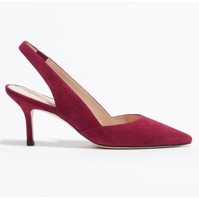 Stuart Weitzman - Slingbacks en Velours de Cuir Leilana framboise - Talon 7.5 cm 36 - Publicité Stuart Weitzman - Slingbacks en Velours de Cuir Leilana framboise - Talon 7.5 cm 36 - Publicité
