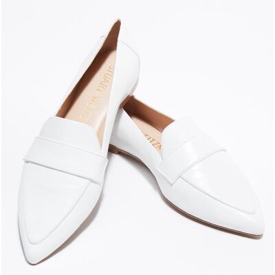 Stuart Weitzman - Mocassins en Cuir Clovie blancs 35 - Publicité Stuart Weitzman - Mocassins en Cuir Clovie blancs 35 - Publicité