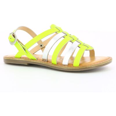 Kickers - Sandales en Cuir Dixon jaune fluo/argenté 25 - Publicité Kickers - Sandales en Cuir Dixon jaune fluo/argenté 25 - Publicité