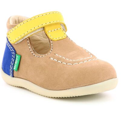 Kickers - Salomés en Cuir Bonbekro beige/jaune/marine 19 - Publicité Kickers - Salomés en Cuir Bonbekro beige/jaune/marine 19 - Publicité
