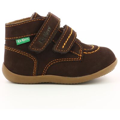 Kickers - Bottillons en Velours de Cuir Bonkro marron foncé 19 - Publicité Kickers - Bottillons en Velours de Cuir Bonkro marron foncé 19 - Publicité