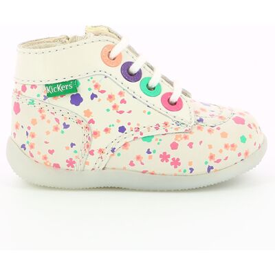 Kickers - Botillons en Cuir Bonzip blancs 18 - Publicité Kickers - Botillons en Cuir Bonzip blancs 18 - Publicité