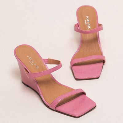Jonak - Mules en Cuir Delpy roses - Talon 7.5 cm 35 - Publicité Jonak - Mules en Cuir Delpy roses - Talon 7.5 cm 35 - Publicité