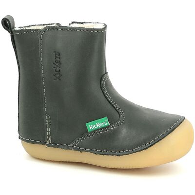 Kickers - Boots fourrées en Cuir Socool Cho kaki 18 - Publicité Kickers - Boots fourrées en Cuir Socool Cho kaki 18 - Publicité