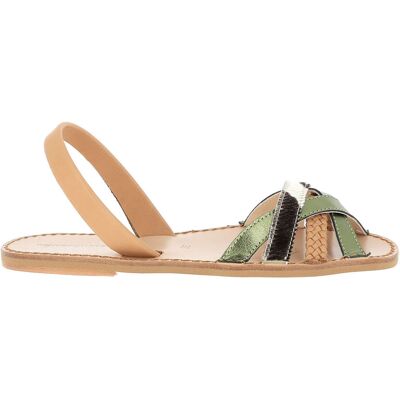 Minorquines - Sandales en Cuir Neo 3 camel/vert 36 - Publicité Minorquines - Sandales en Cuir Neo 3 camel/vert 36 - Publicité