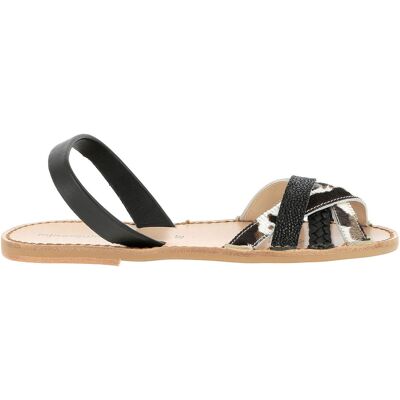 Minorquines - Sandales en Cuir Neo 3 pony noires 36 - Publicité Minorquines - Sandales en Cuir Neo 3 pony noires 36 - Publicité