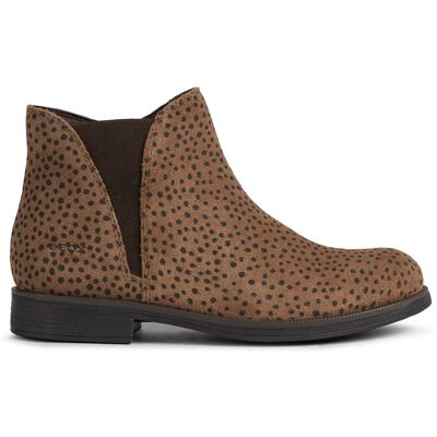 Geox - Bottines en Velours de Cuir Agata imprimé pois camel 28 - Publicité Geox - Bottines en Velours de Cuir Agata imprimé pois camel 28 - Publicité