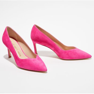 Stuart Weitzman - Escarpins en Velours de Cuir Anny 70 fuchsia - Talon 7 cm 36 - Publicité Stuart Weitzman - Escarpins en Velours de Cuir Anny 70 fuchsia - Talon 7 cm 36 - Publicité