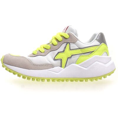 W6YZ - Sneakers en Cuir Wolf blanc/jaune fluo 36 - Publicité W6YZ - Sneakers en Cuir Wolf blanc/jaune fluo 36 - Publicité