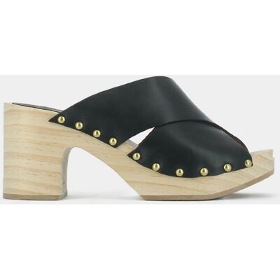Jonak - Mules sabots en Cuir Mahaut noires - Talon 8 cm 37 - Publicité Jonak - Mules sabots en Cuir Mahaut noires - Talon 8 cm 37 - Publicité