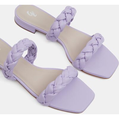 Galeries Lafayette - Mules plates en Cuir brides tressées violet clair 37 - Publicité Galeries Lafayette - Mules plates en Cuir brides tressées violet clair 37 - Publicité