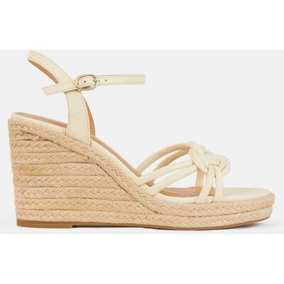 Galeries Lafayette - Sandales espadrilles compensées en Cuir nouage écrues - Talon 9,5 cm 41 - Publicité Galeries Lafayette - Sandales espadrilles compensées en Cuir nouage écrues - Talon 9,5 cm 41 - Publicité