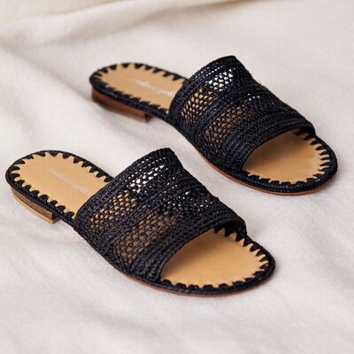 Mellow Yellow - Mules en Raphia Swan noires 37 - Publicité Mellow Yellow - Mules en Raphia Swan noires 37 - Publicité