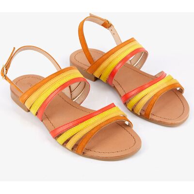 Mellow Yellow - Sandales en Cuir Hworldou camel 36 - Publicité Mellow Yellow - Sandales en Cuir Hworldou camel 36 - Publicité