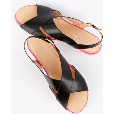 Mellow Yellow - Sandales en Cuir Hooba noires 36 - Publicité Mellow Yellow - Sandales en Cuir Hooba noires 36 - Publicité