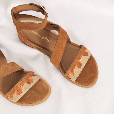 Mellow Yellow - Sandales en Velours de Cuir Judith camel 36 - Publicité Mellow Yellow - Sandales en Velours de Cuir Judith camel 36 - Publicité