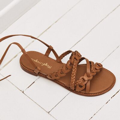 Mellow Yellow - Sandales en Cuir Lola cognac 36 - Publicité Mellow Yellow - Sandales en Cuir Lola cognac 36 - Publicité