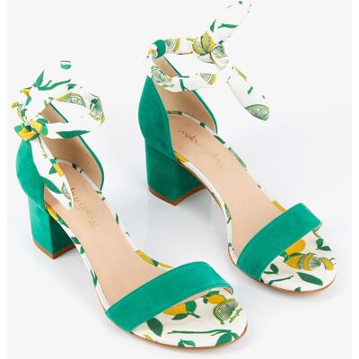Mellow Yellow - Sandales en Velours de Cuir Hedarling blanc/vert - Talon 6 cm 41 - Publicité Mellow Yellow - Sandales en Velours de Cuir Hedarling blanc/vert - Talon 6 cm 41 - Publicité