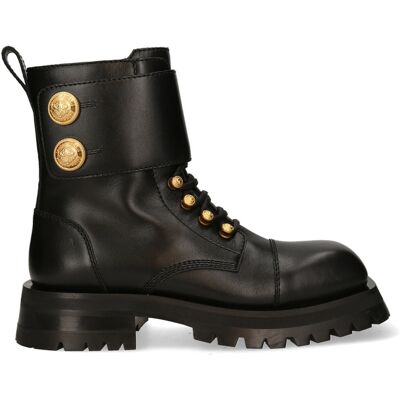 Balmain Paris - Boots en Cuir Army noires 37,5 - Publicité Balmain Paris - Boots en Cuir Army noires 37,5 - Publicité